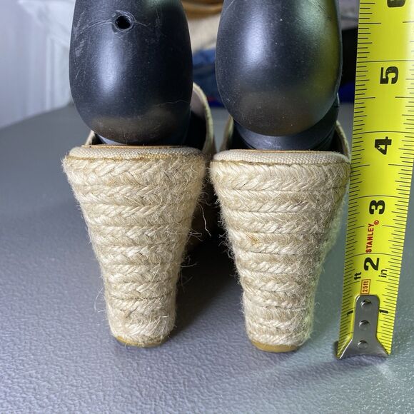 KANNA Suede Snake Embossed Espadrille Wedge Platform Mules Womens 40 9.5 Beige - Picture 6 of 12